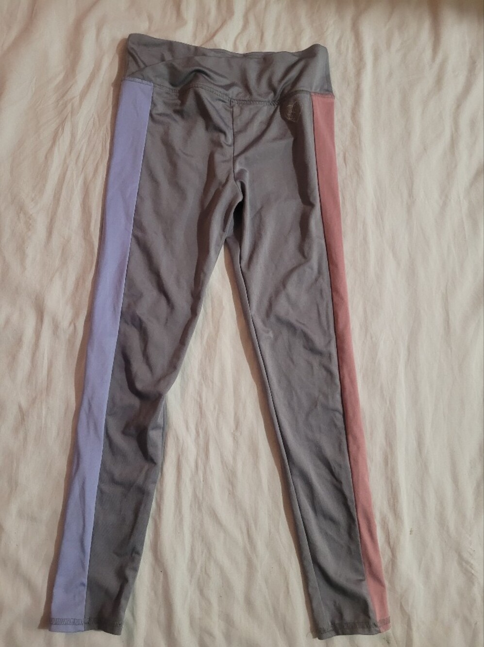 Body Glove Kids Gray Leggings with Pink and Lavender Stripes